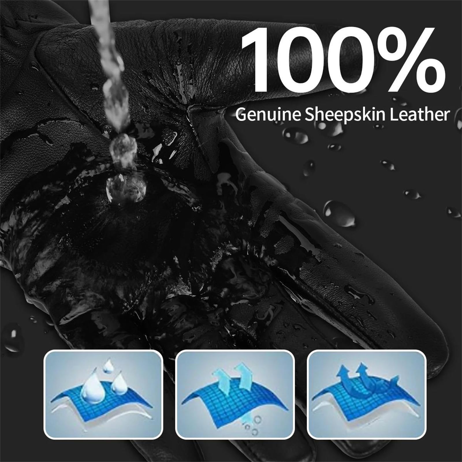 Guantes de piel de oveja auténtica para mujer, para pantalla táctil, cálidos, con forro térmico, para conducir
