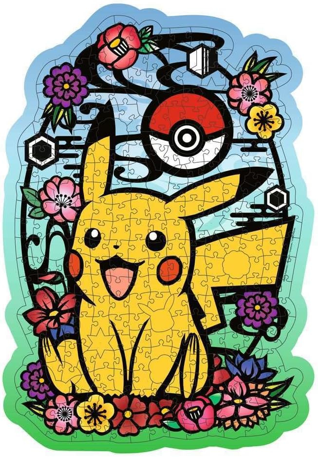 Ravensburger Pokemon Gifts - Pikachu Shaped 300 Piece Wooden Puzzles for Adults and Kids Age 12 Years Up