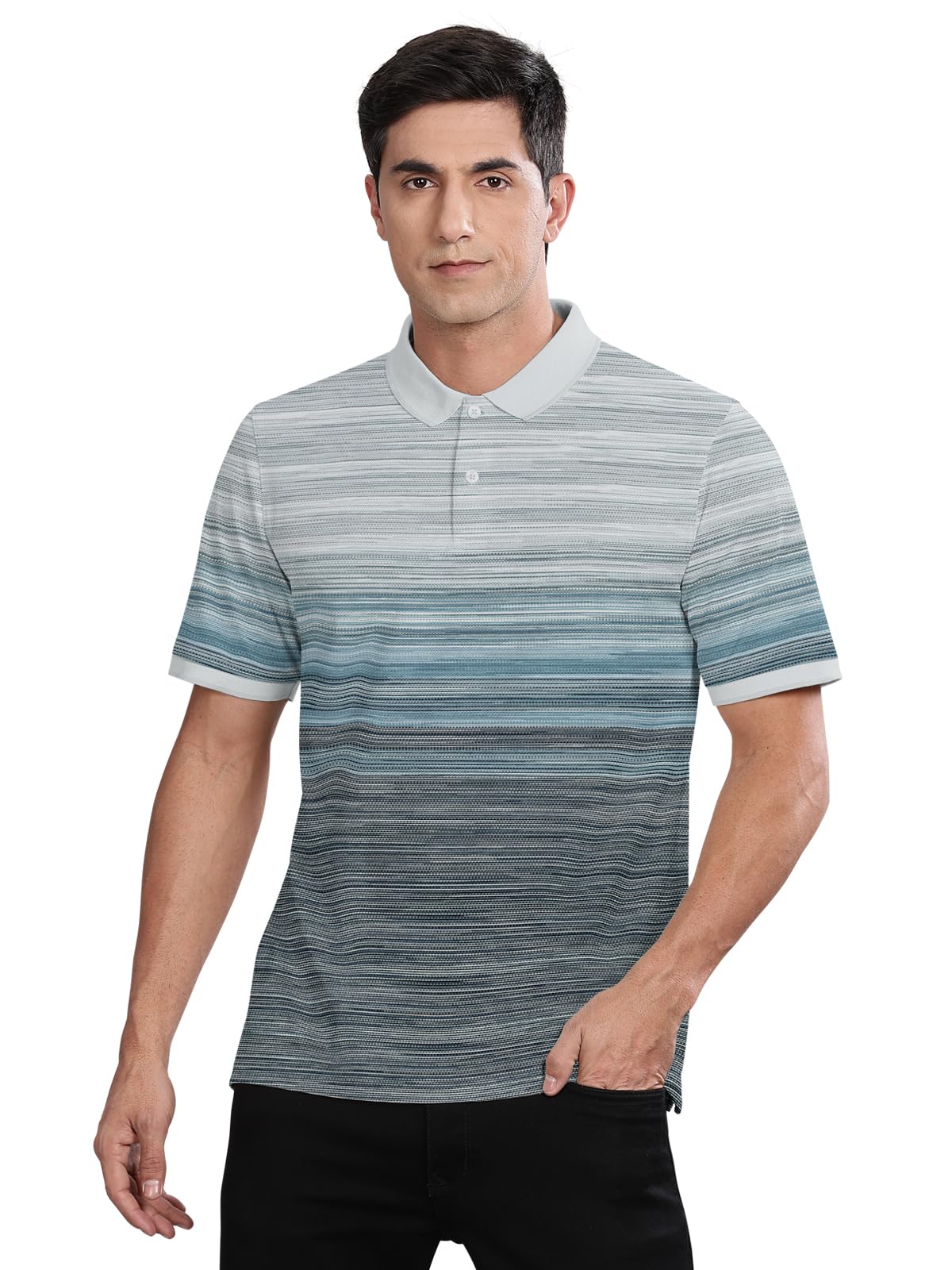 bullmer Trendy Colour-Block/Graphic Printed Collar/Polo Neck Tshirt for Men-picture-28