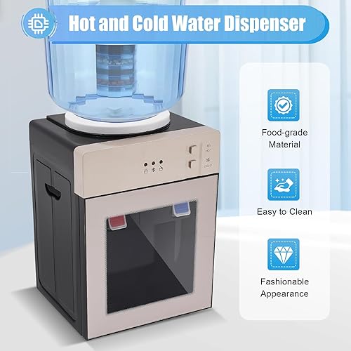 Miniatura 4 de TBVECHI Top Loading - Dispensador de enfriador de agua para encimera, agua caliente y fría, dispensador de agua eléctrico independiente de 550 W con