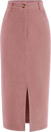 PRETTYGARDEN Corduroy Skirt Women Fall Fashion 2025 High Waisted Pencil Midi Skirts Business Casual Work Office Winter Outfit