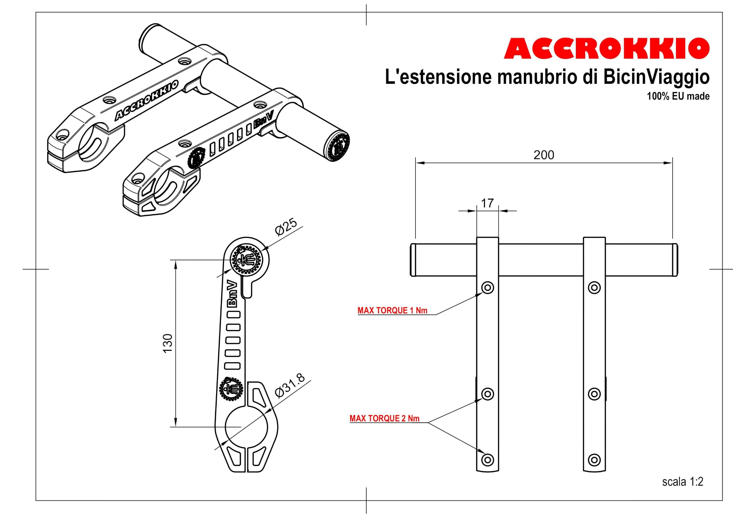 ACCROKKIO Estensione Manubrio per Bicicletta | Per Viaggiare