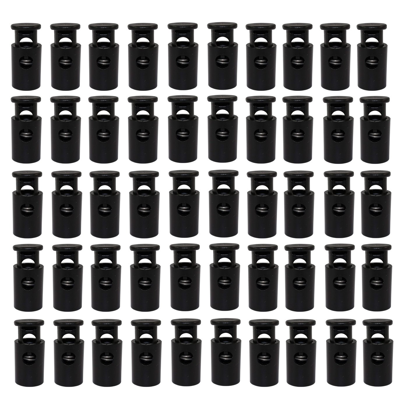 Verrou de cordon à ressort noir 27x13mm pour élastique et lacet vêtement