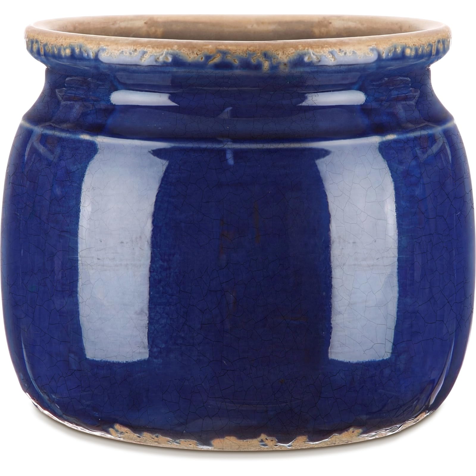Ninehaoou Vintage Planter Large Ceramic Plant Pot Navy Blue Pot