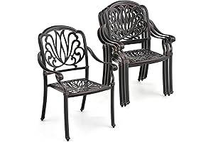 Tangkula Set of 4 Cast Aluminum Outdoor Patio Dining Chairs