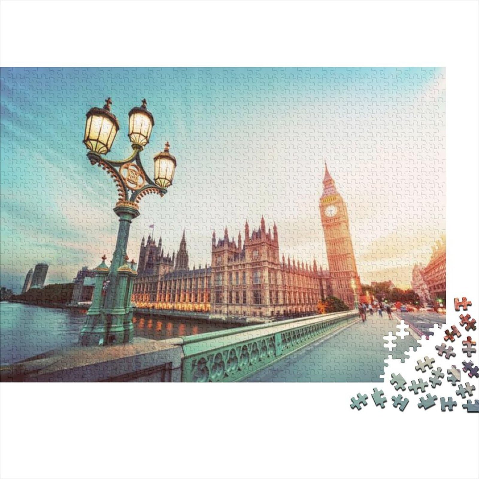 London City Adult Jigsaws 1000 Piece Recycled Material Big Ben Jigsaw Puzzles Puzzle Game Props Party Game Props Great Gift Idea for Women 38x26cm/1000pcs