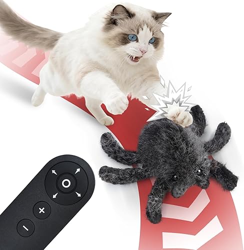 Juguete para gatos con control remoto, 2 modos, juguete para gatos en movimiento, terror, control remoto, araña, Halloween, juguetes interactivos