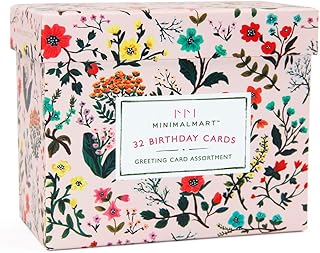 Birthday Cards Box Set of 32 Unique Designs Assorted Happy Birthday Premium Cards with GOLD EMBELLISHMENTS – Boxed Assortment Pack with Envelopes -Birthday Wishes Greeting Cards