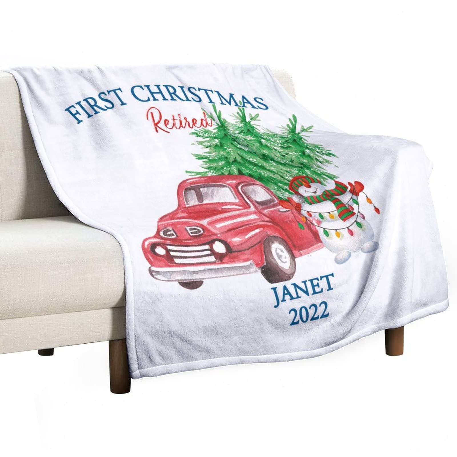 Couverture personnalisée retraite 2022 et Noël plaid doux 130x150cm