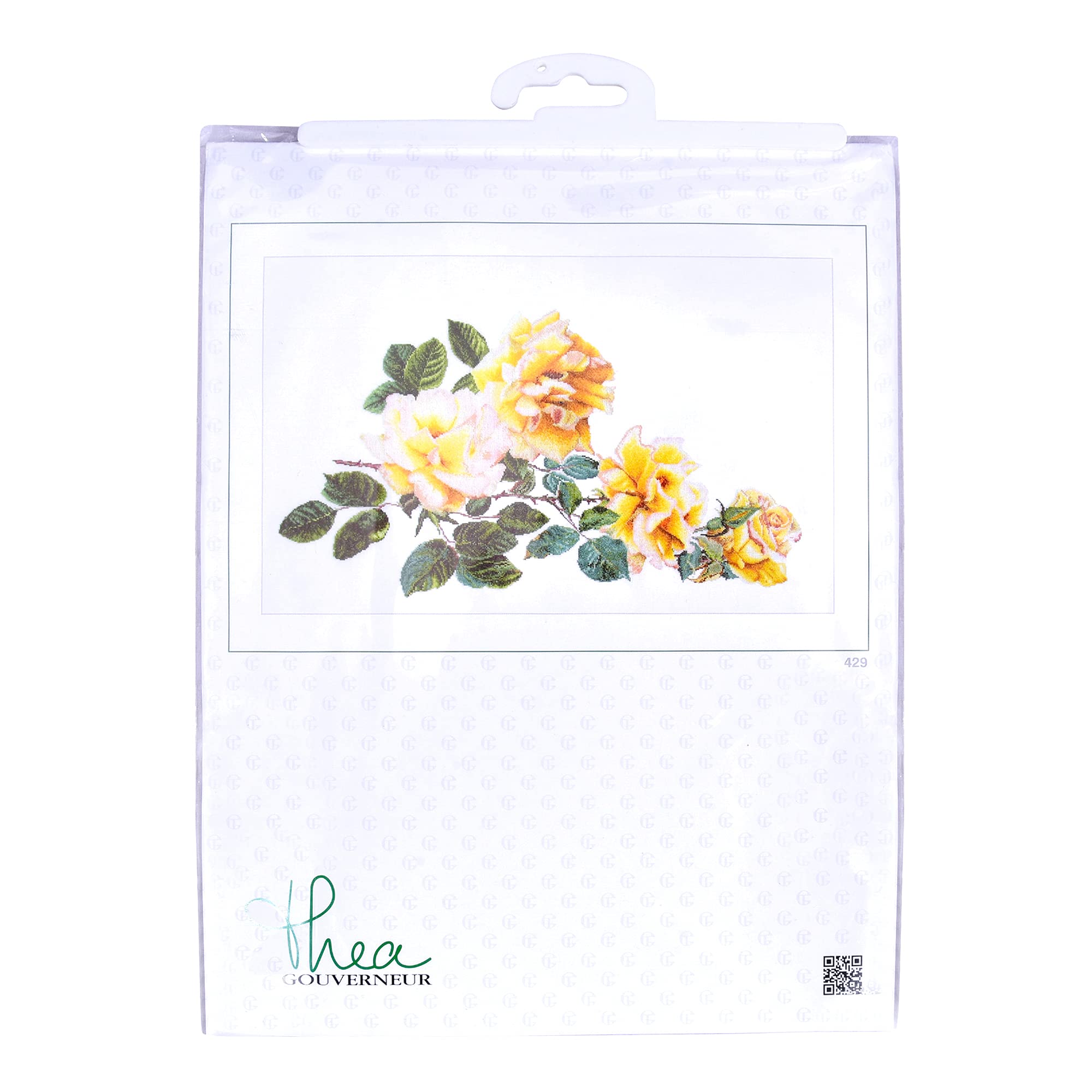 Thea Gouverneur zestaw do haftu krzyżykowego - zestaw do haftowania - 429A - wstępnie posortowane nici DMC - róża pokoju - Aida - 43,9 x 65 cm - zestaw DIY