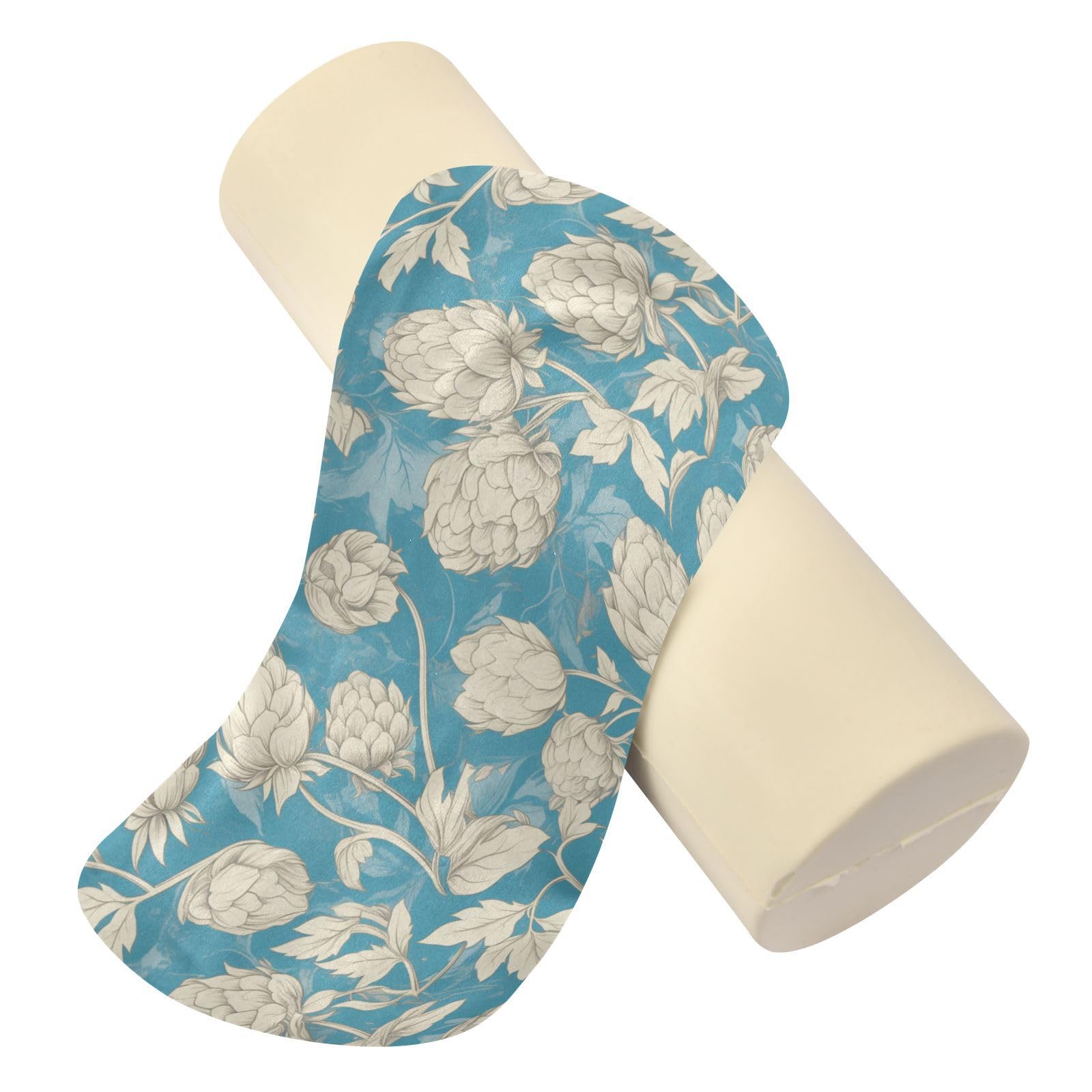 miaozhen Bavarian Personalized Badge Blue and White Elegant Back Cylinder Foam Pillow Cylinder Pillow for Knees almohada Cervical para dormir 5.5''x17''