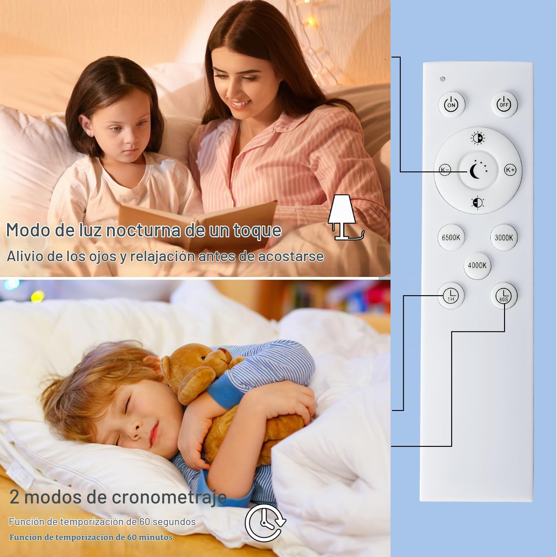 Plafon LED Techo Regulable con Mando a Distancia, 24W 3200LM 3000K-6500K Lámpara Luz Techo Moderna Ultrafino Lampara de Techo para Dormitorio Salon Cocina Balcón Baño Cuadrado Ø29cm,Blanco