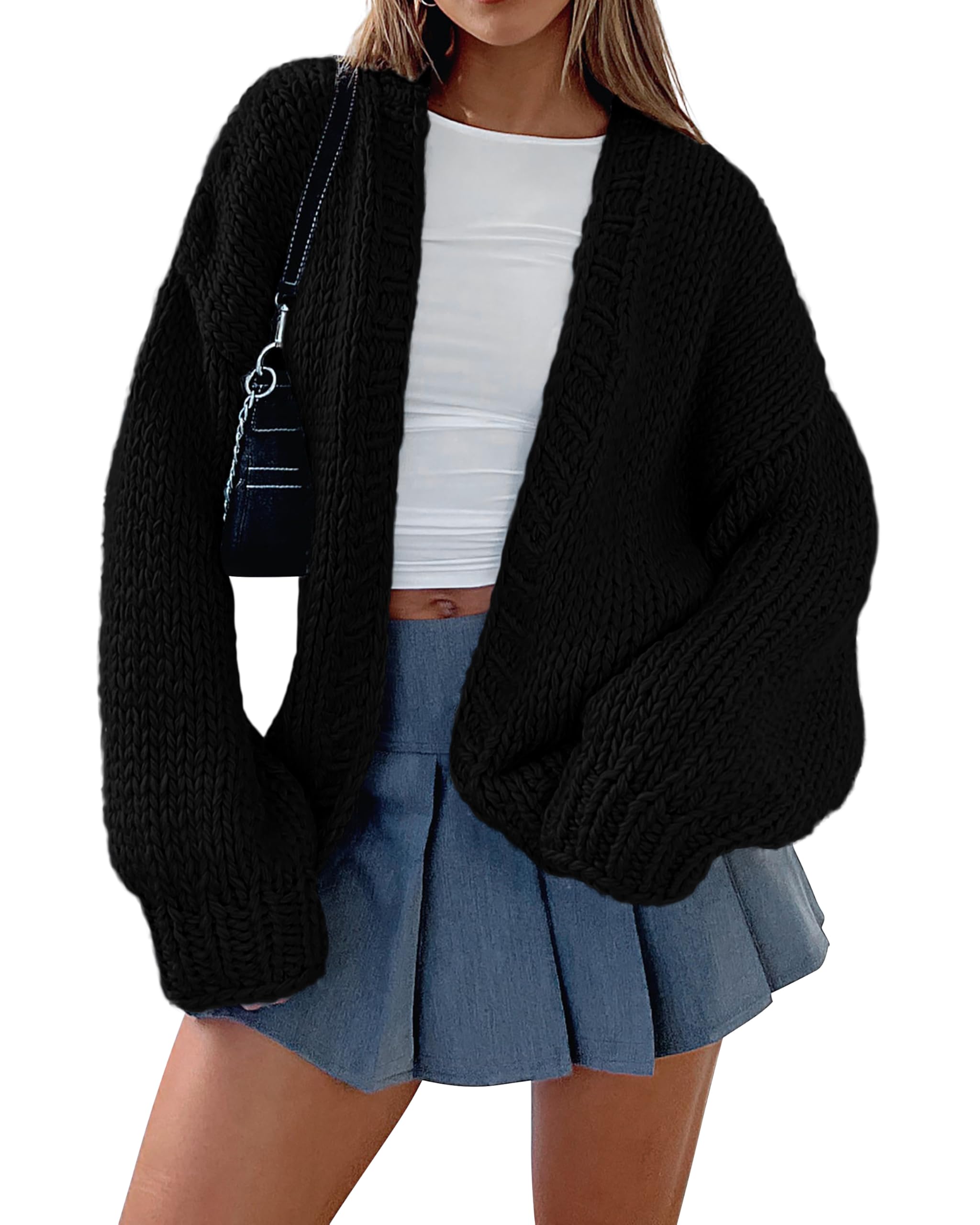 dowerme Womens Oversized Cardigan Sweaters 2025 Fall Fashion Open Front Long Sleeve Outerwear Chunky Knit Winter Coats