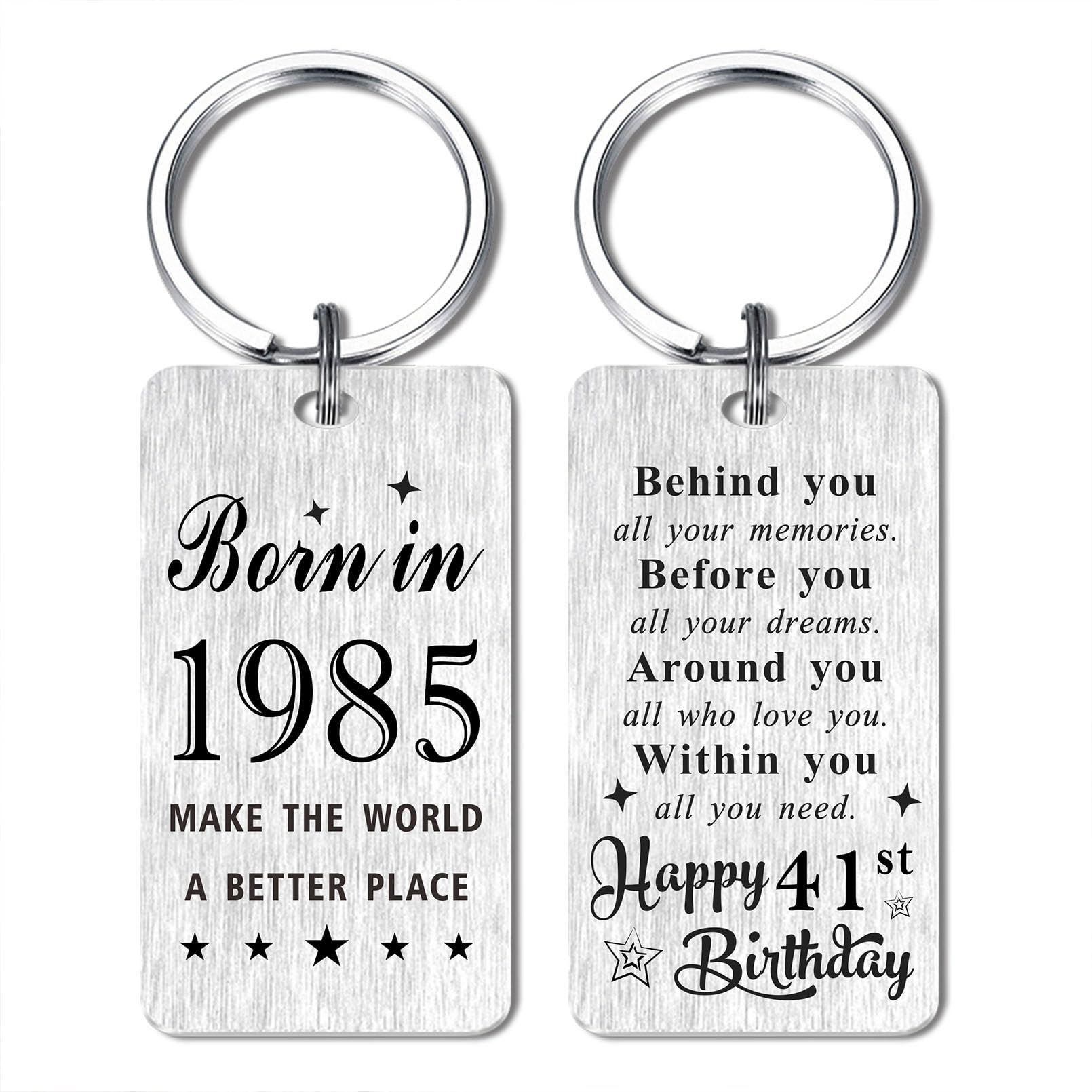 Gezxin Happy Birthday Keychain Gifts for Women Men- Personalized Steel Bday Keychain- Make The World A Better Place