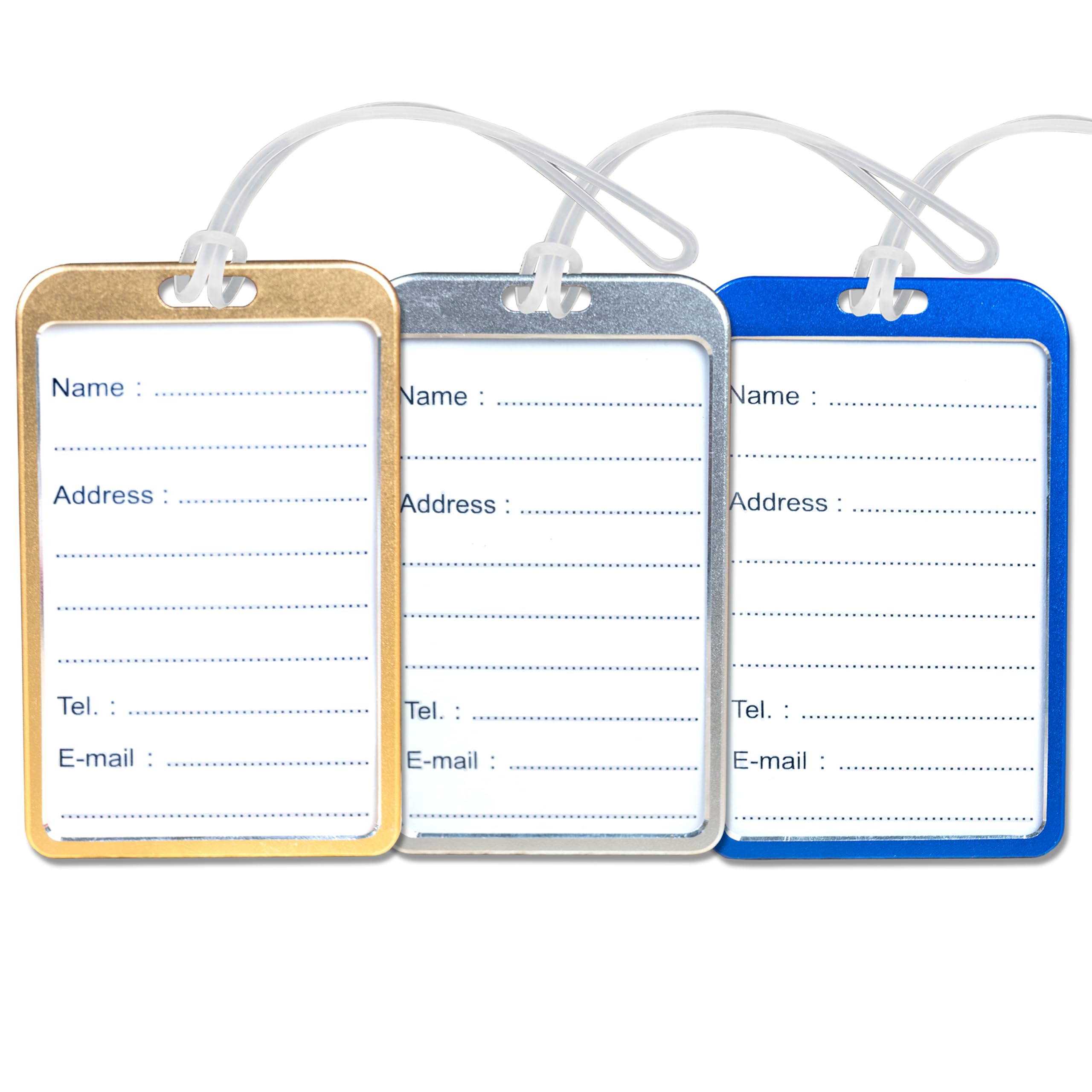 Clickedin Luggage Tags for Suitcases Flight Aluminium Metallic Finish Label Tags, Heavy Duty Suitcase Identifiers for Flights with Silicone Threads (Style 1)-picture-51
