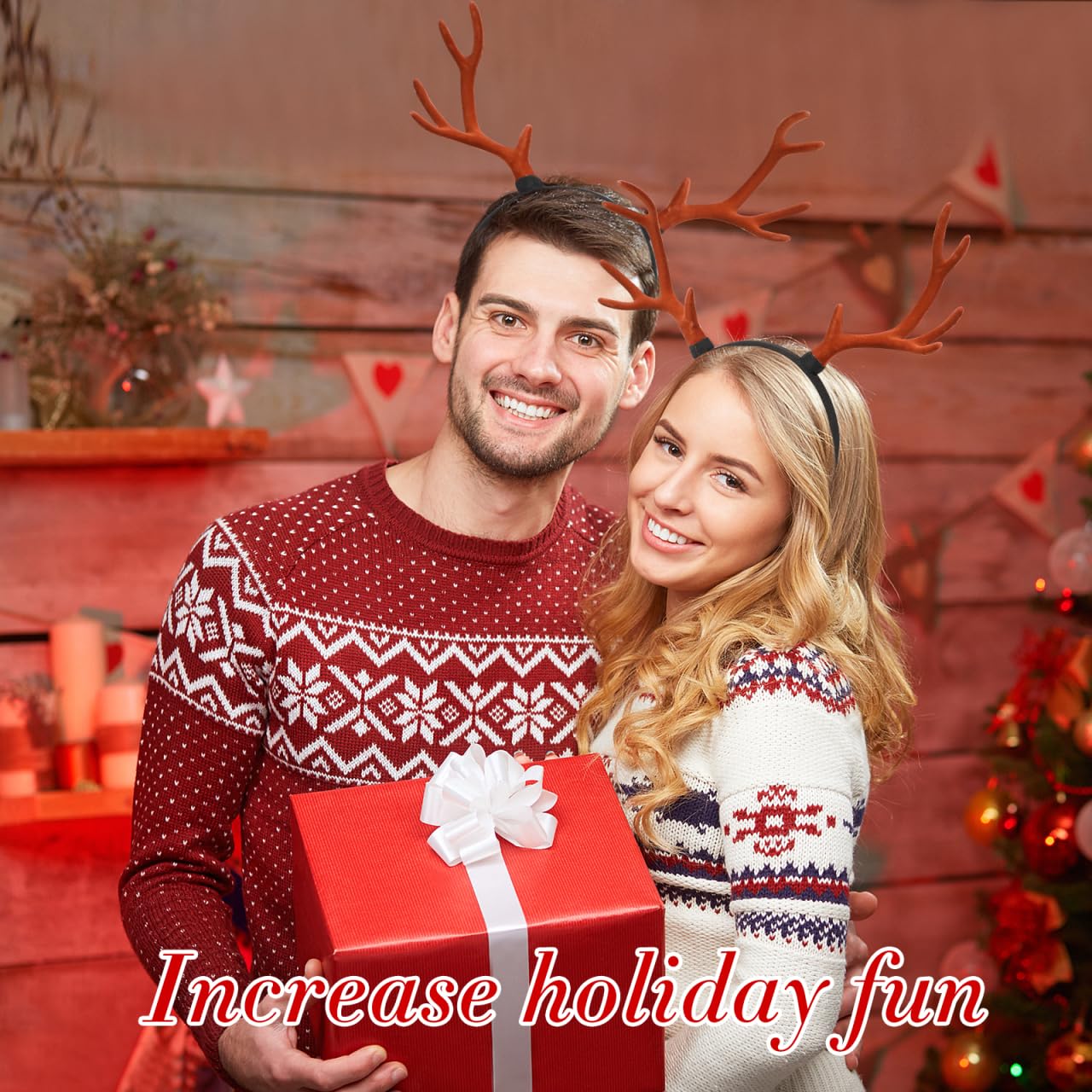 Christmas Deer Antlers Headband Xmas Reindeer Antlers Horn Headband for Women Girls Men Cosplay Party Holiday Costume Events Dress up - Image 4