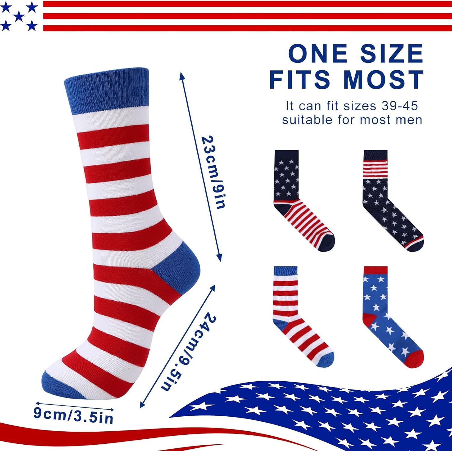 2 Pairs American Flag Socks,4th July Patriots Middle Sock,Star and Stripe Patriotic Freedom Day Gifts,Funny Wedding Gift Sock for Men Women - Image 4