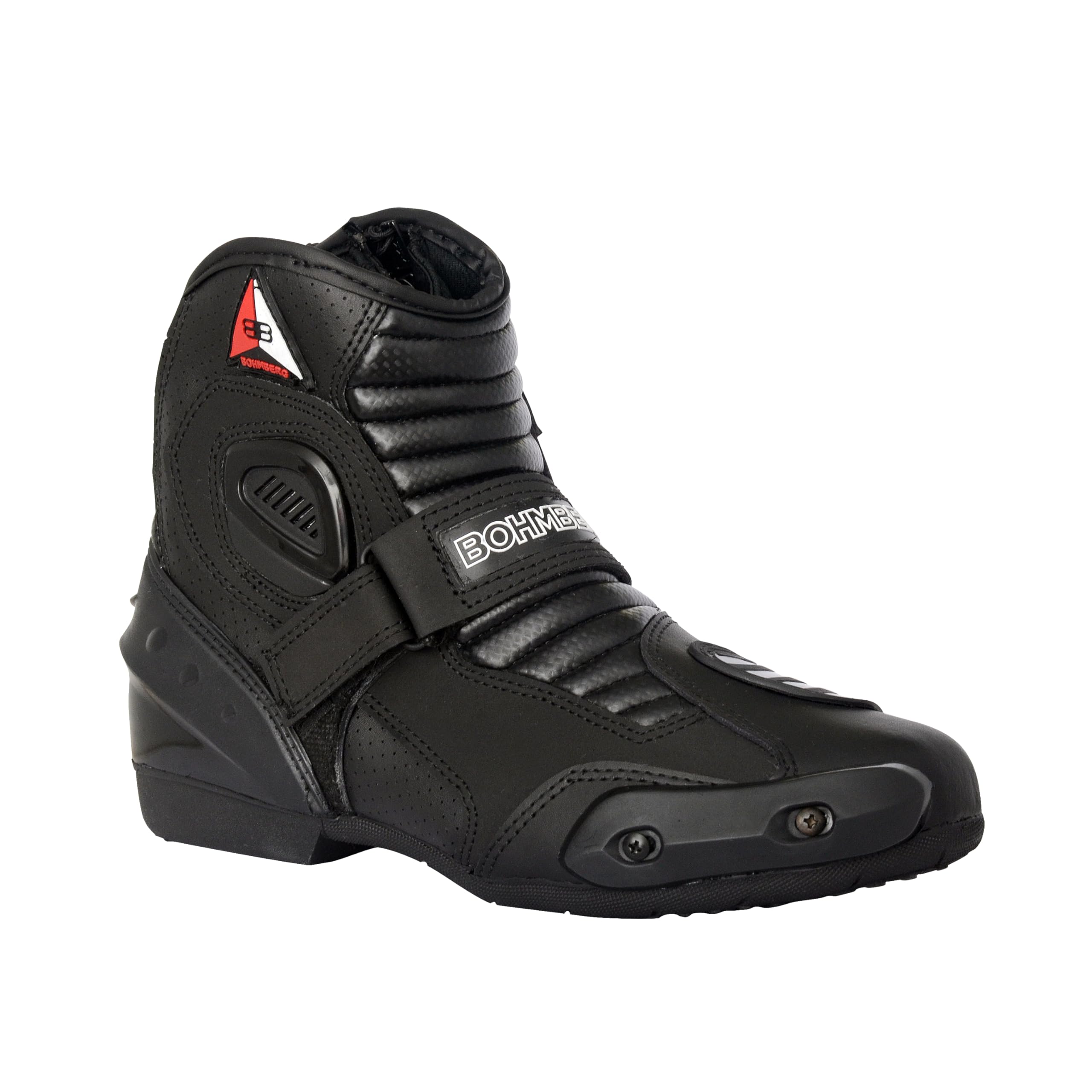 Bohmberg Botas de moto para hombre AUDAX, botas moteras, botas deportivas para moto fabricadas en piel, hidrófugas con protectores reforzados protectores