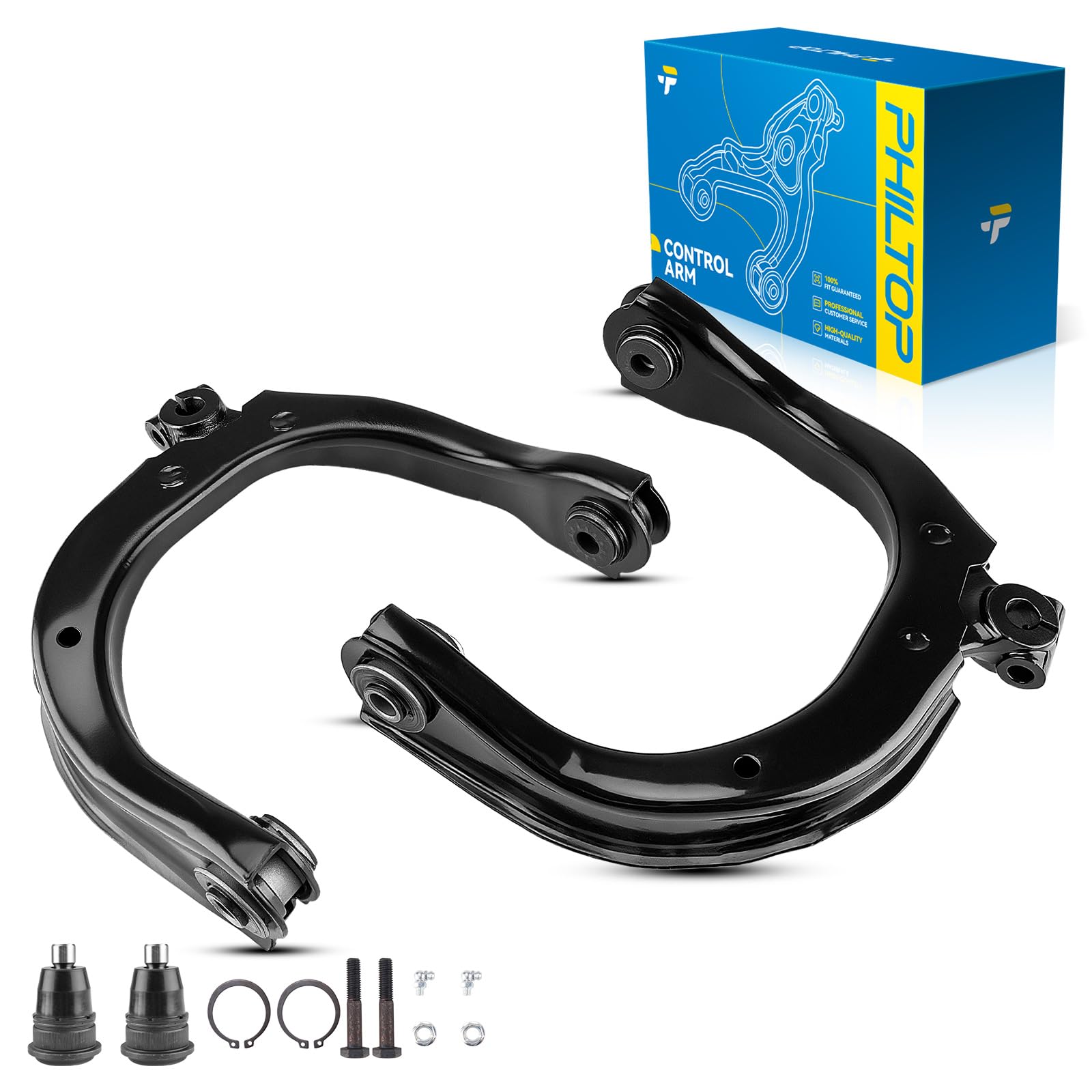 PHILTOP 4pcs Front Upper Control Arm w/Ball Joints Fit for 2002-2009 Chevy Trailblazer/SSR, GMC Envoy,2004-2007 Buick Rainier, 2002-2004 Oldsmobile Bravada Replacement Suspension Kit