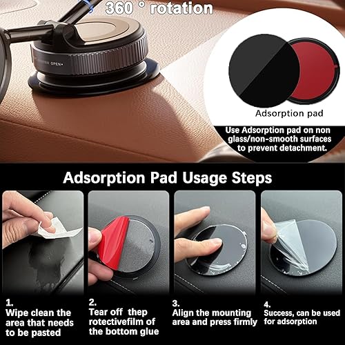 Miniatura 3 de Cargador inalámbrico para teléfono MagSafe, soporte de teléfono con ventosa ajustable de 360 para salpicaderoparabrisas, compatible con iPhone serie