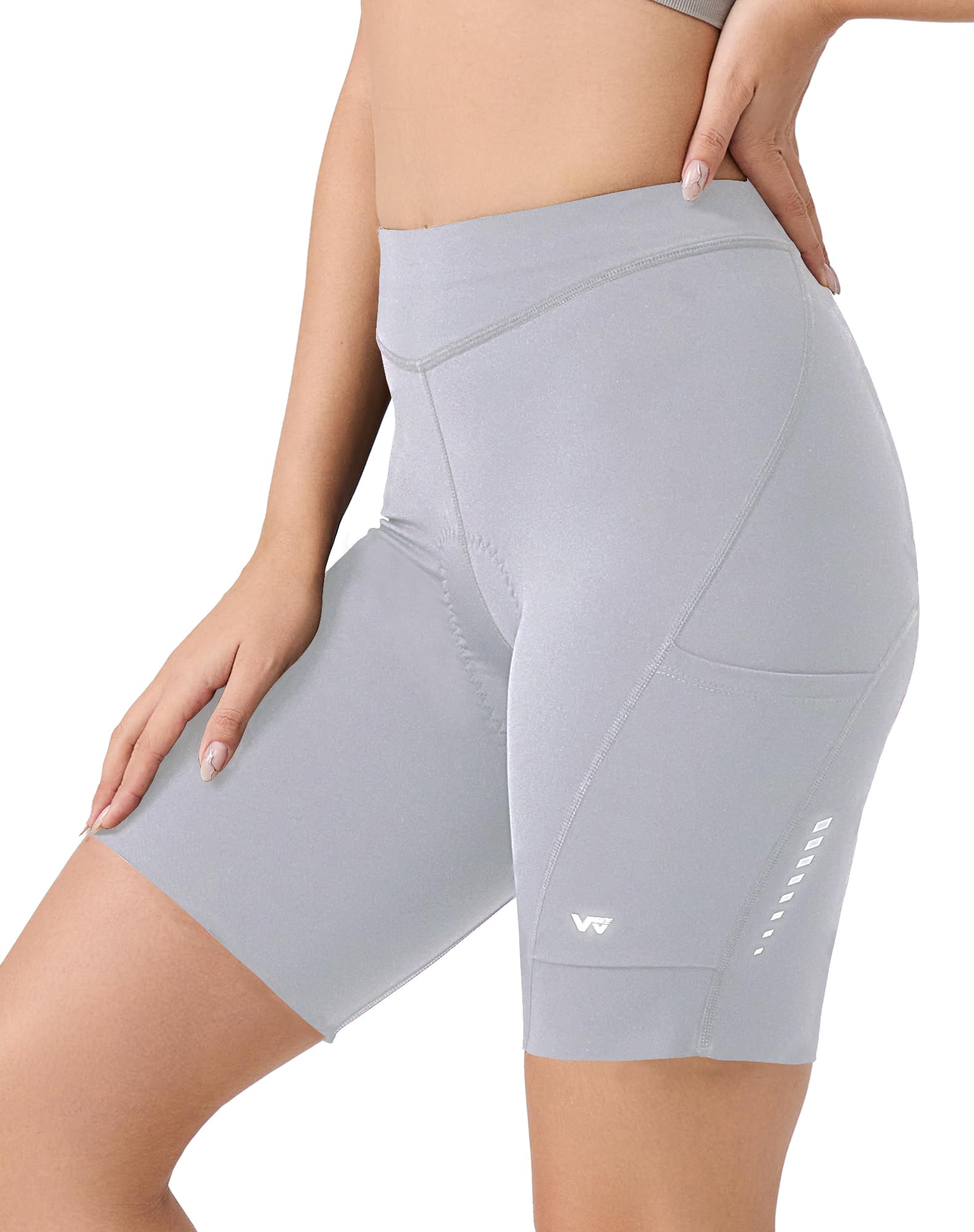 Pantaloni da ciclismo da donna imbottiti 6D con tasca, ad asciugatura rapida, da donna, elasticizzati, traspiranti, con imbottitura ampia e densa, senza dolore