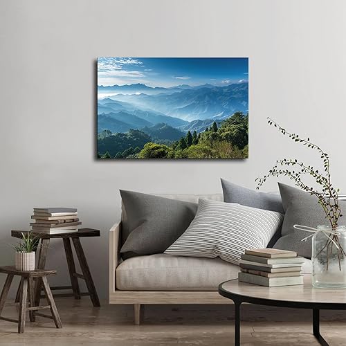 Miniatura 2 de chenmjj Póster impreso con imagen de Magnificent Scenery of Taiwan Central Mountain Range HD, póster retro pintado moderno para el hogar,