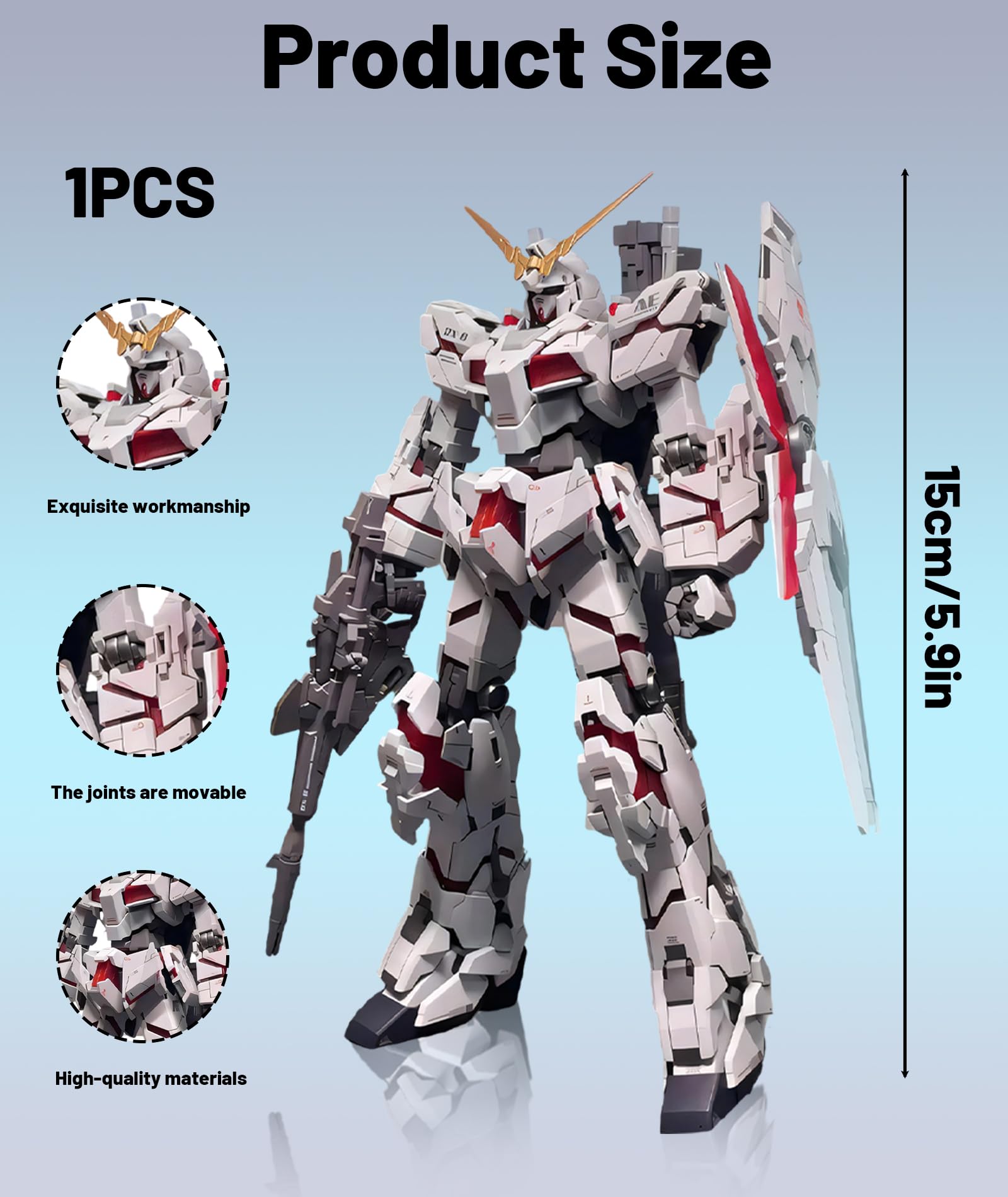 GODSDWARES Model Kit, Action Figure Anime, 1/144 Scale Color-Coded Plastic Model Lightweight Attractive Durable for Home Decors Need Assemble by oneself(White Red) - Image 7 thumbnail