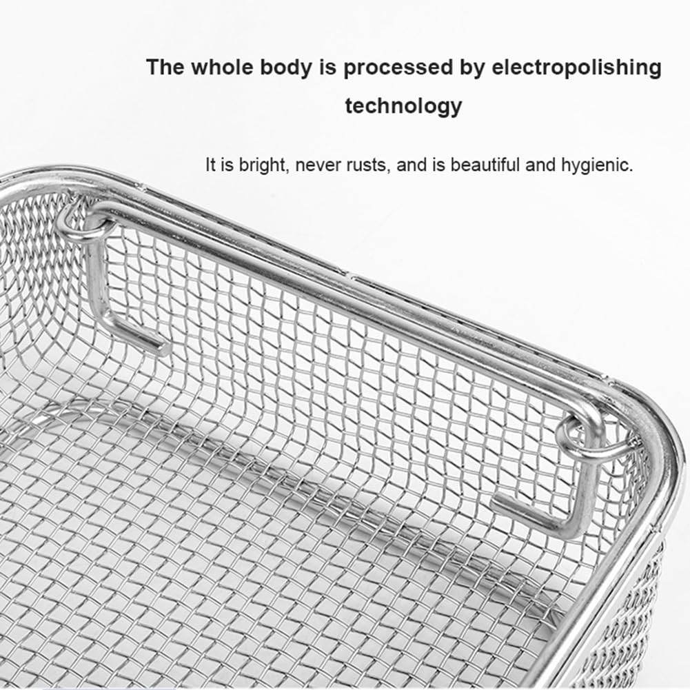 Instrumentententablett aus Edelstahl – 304 medizinischer Sterilisationskorb, perforiertes 4-mm-Mesh für Krankenhaus und Labor, 40 cm x 20 cm x 7 cm