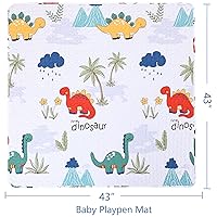 Vista 2 de Tapete de juego lavable para bebés, tapete de juego para bebés, tapete de gateo, 43 x 43 pulgadas, portátil, antideslizante, tapete para corralito
