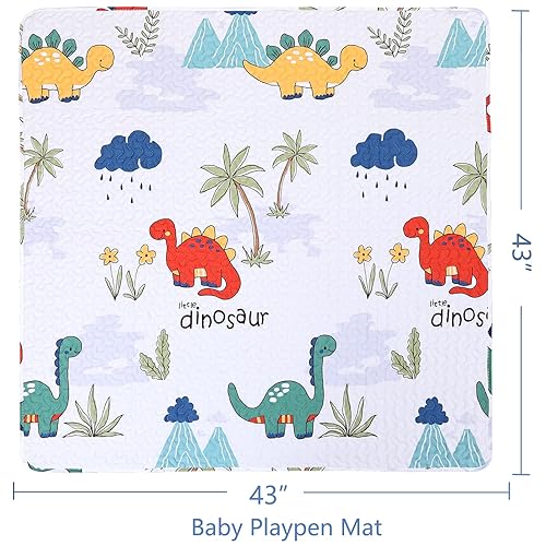Miniatura 2 de Tapete de juego lavable para bebés, tapete de juego para bebés, tapete de gateo, 43 x 43 pulgadas, portátil, antideslizante, tapete para corralito