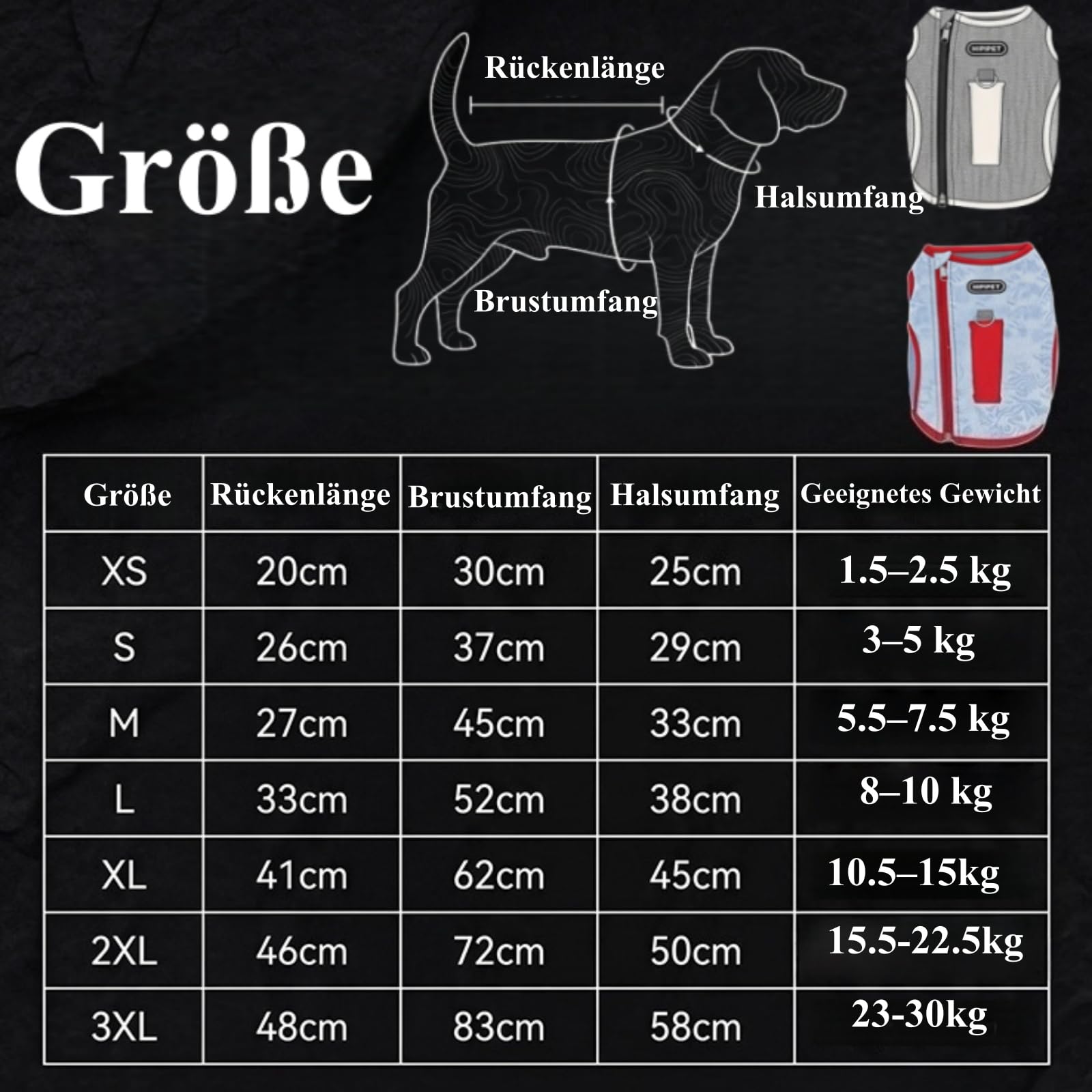 Hunde Kühlweste 3-lagig D-Ring Rückenreißverschluss Wandern Gassi Jagd Camping atmungsaktiv Sommer (XS,Cremeweiß)