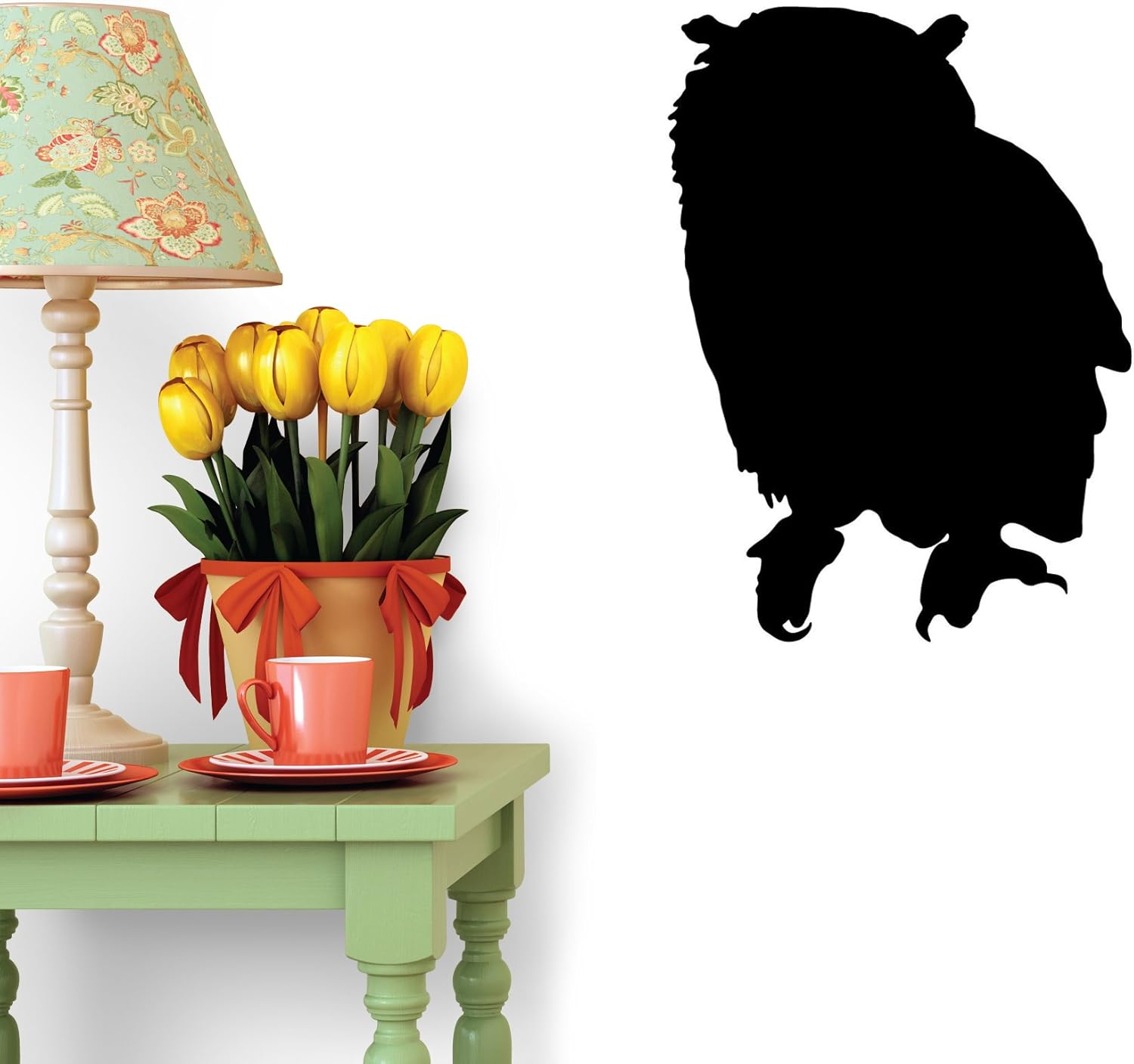 Animal Silhouette Owl Style 11 - Black Wall Decal - 42 Inches H x 30 Inches W - Peel and Stick Removable Graphic