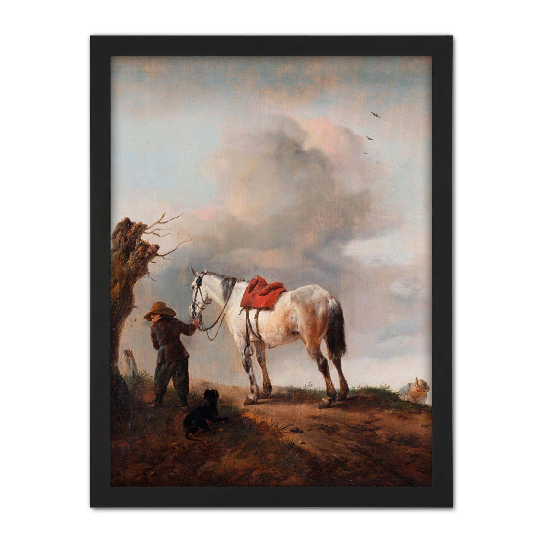 Artery8 Wouwerman The Gray Horse Painting Artwork Framed Wall Art Print 18X24 Inch