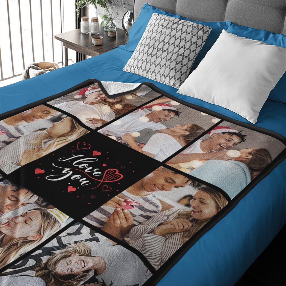 Printed in USA, Personalized I Love You Gifts for Boyfriend Custom Blanket with Photos Customized Fleece Throw Blanket with Pictures Couples Gifts for Girlfriend Husband Wife Anniversary Christmas