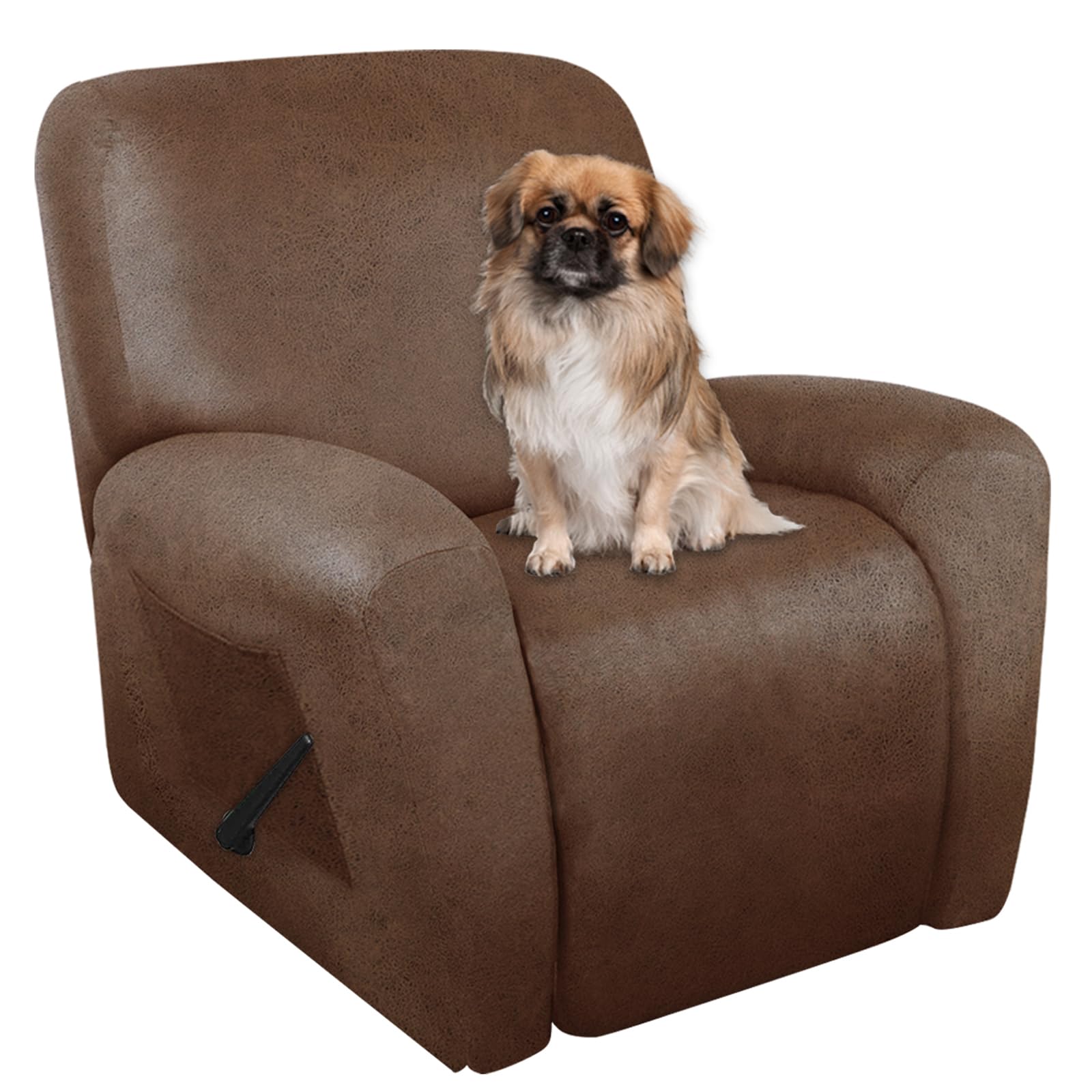 ANARACHON Leather Look Oversize Recliner Chair Covers, Thick 4 Pieces Recliner Covers for Recliner Chair, Leather Cover for Recliner Slipcovers for Pets Kids(X-Large, Brown)