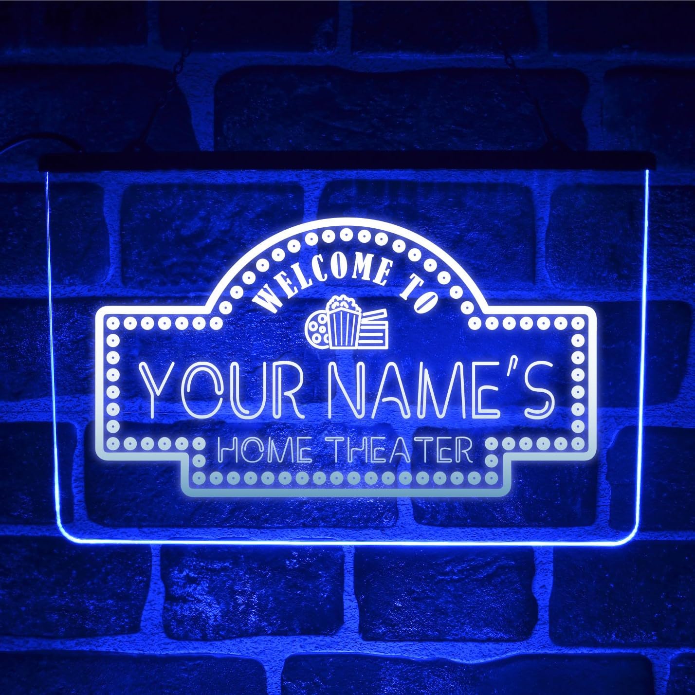 Custom Home Theatre LED Neon Sign – Personalised Light for Movie Room Display, Cinema Wall Decor (Blue)