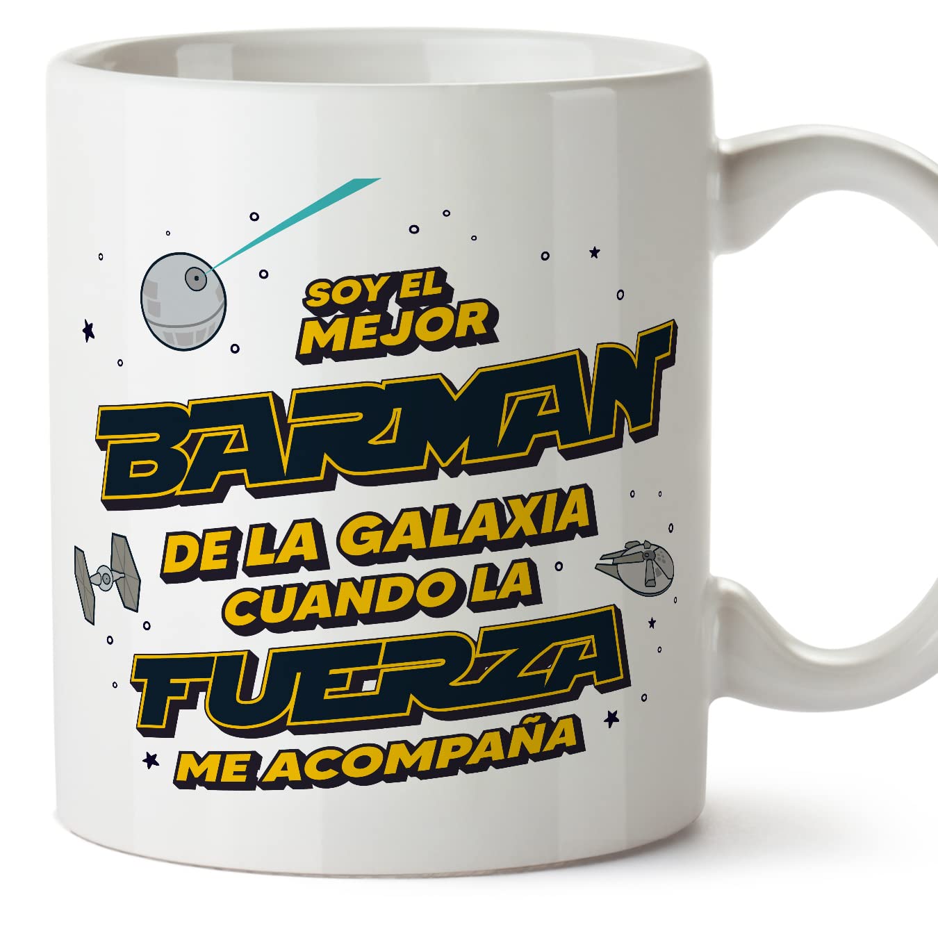 MUGFFINS Tazas para JEFE hombre - En Español - Mejor de la Galaxia Cuando Fuerza me Acompaña - 11 oz / 330 ml - Regalo original y divertido — view 392