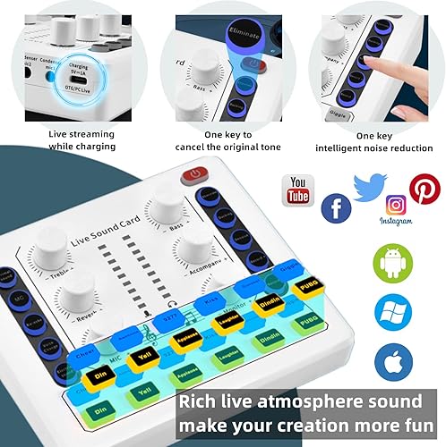 Miniatura 5 de Paquete de equipo de podcast, paquete de micrófono de podcast BM-800, cambiador de voz con brazo de micrófono, micrófono de condensador de estudio