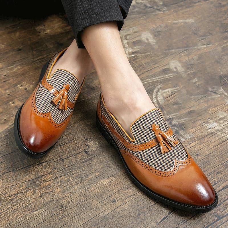 Luxury Pointed Toe Men Dress Shoes Classic Business Dress Men Shoes Slip On Loafers Male Wedding Party Oxfords with Tassel2