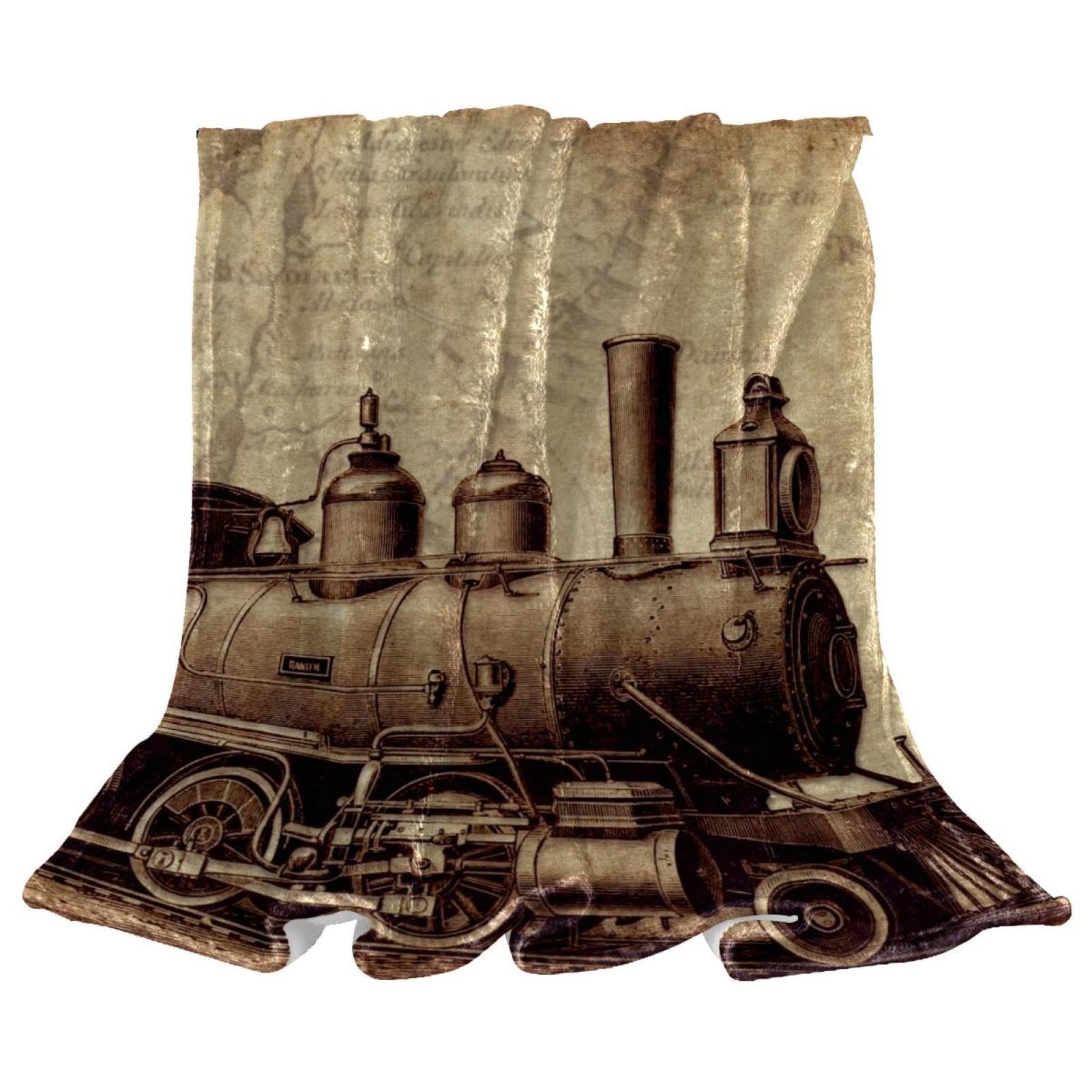 Couverture polaire train vintage plaid doux de qualité supérieure pour lits et divans