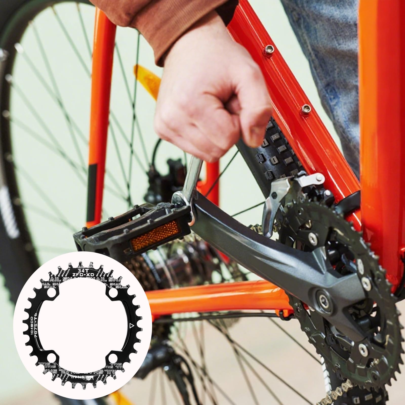 Corona Disco Bici, Corona Rotonda MTB, Corona MTB 104BCD, 34 Denti, per Bici da Strada, Mountain Bike, MTB e e-Bike. (Nero)