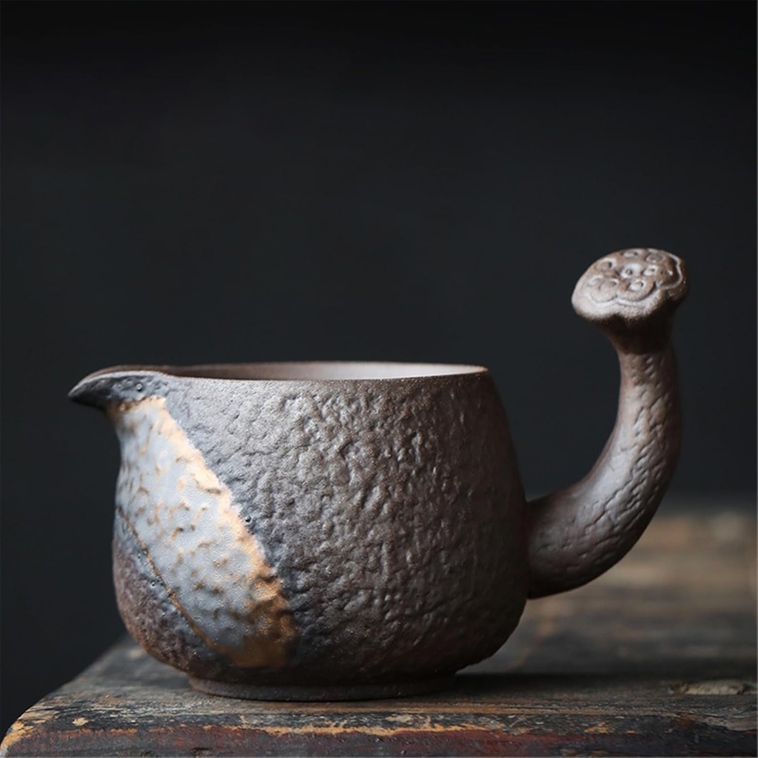 Antique Style Fairness Cup, Rough Clay, Gold-Gilded Tea Strainer, Tea Sea for Home Use-style2