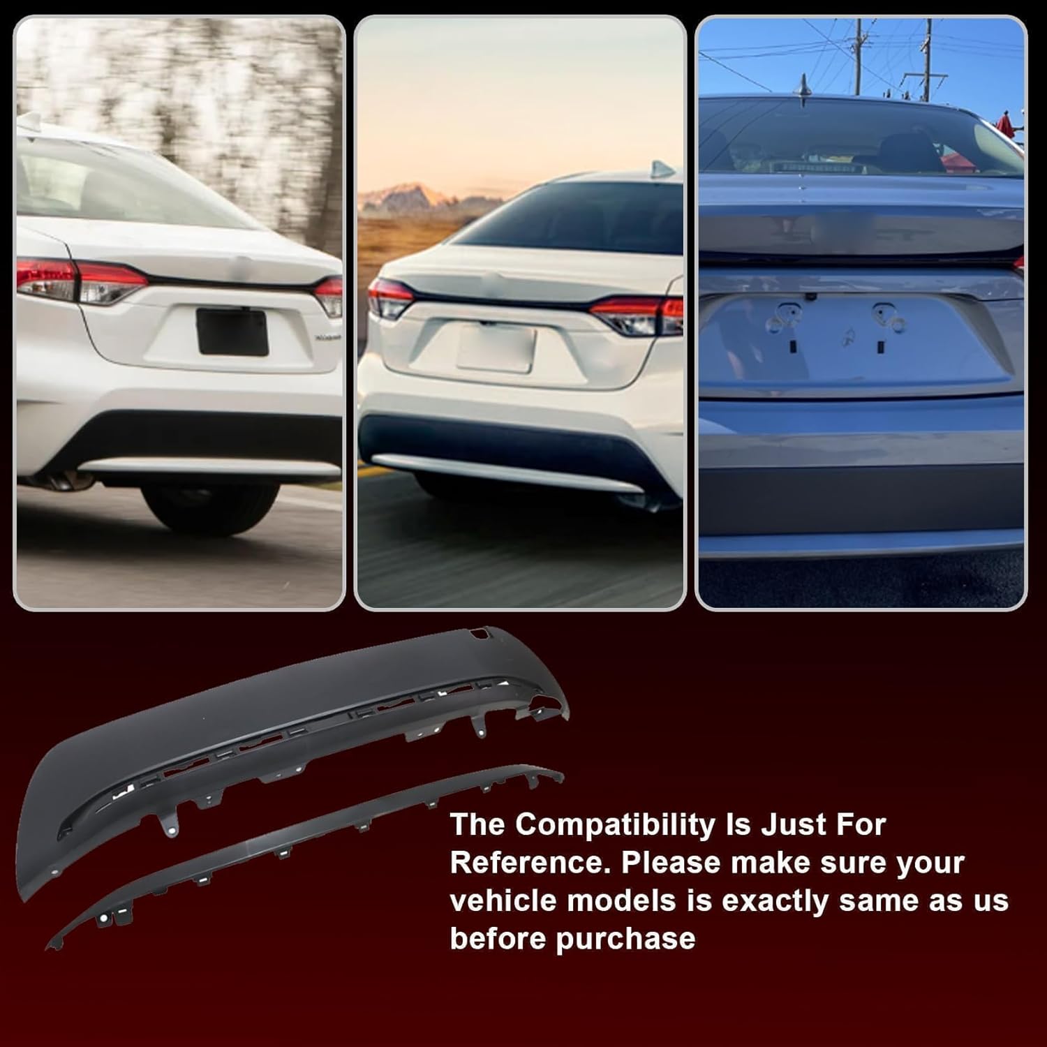 FZJDSD Black Rear Bumper Lower Valance Molding Cover 52169-02060 Compatible with Toyota Corolla LE XLE 2020 2021