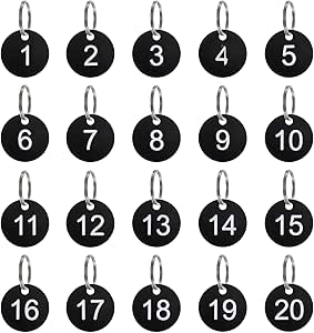 sourcing map Number Key Tags 1-20, 20 Pcs 35mm Round Number Tags ...