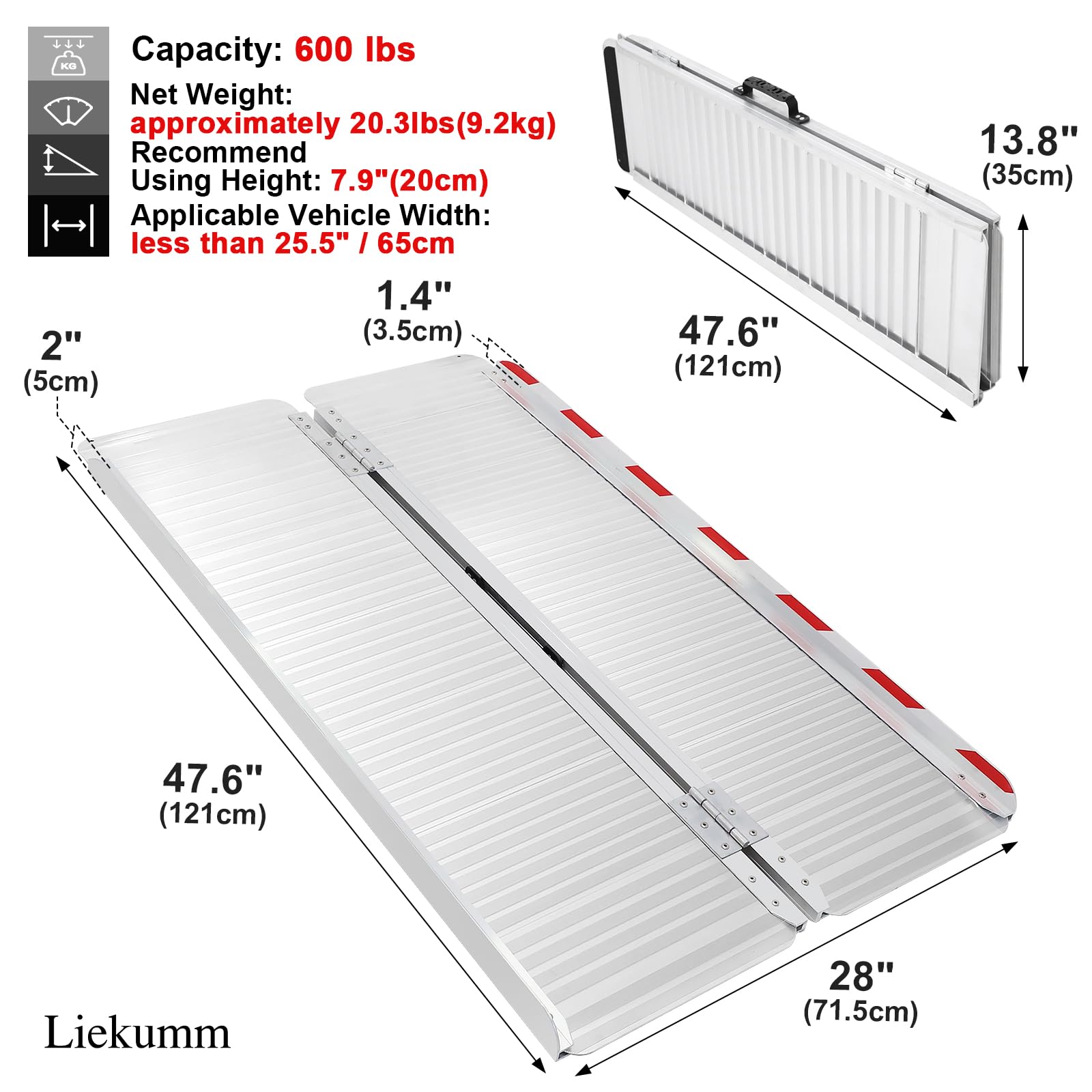 Snapklik.com : 4FT Portable Wheelchair Ramp, Non-Slip Aluminum Folding ...