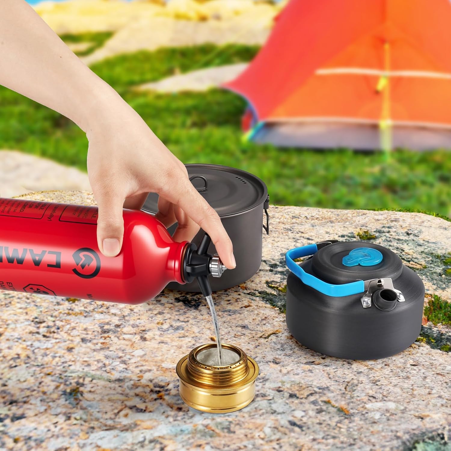 Fuel Bottle 1L for Camping Outdoor with Safety Valve,Red