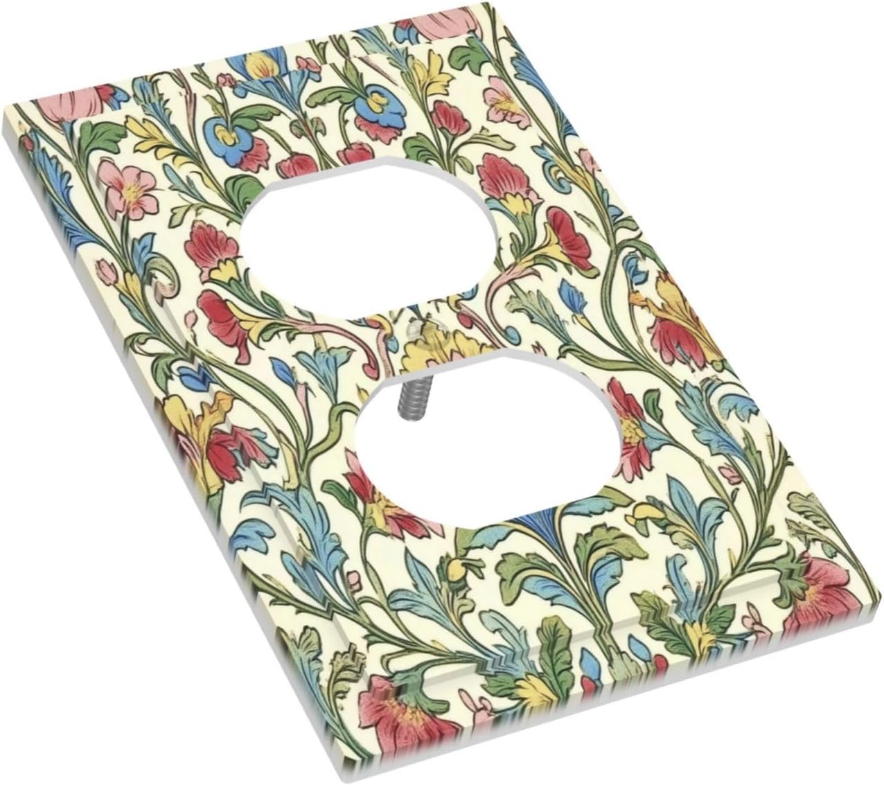 Outlet Covers Boho Red Floral Morris Plant Leaves 1 Gang Duplex Light Switch Cover Decorative Switch Plates Electrical Receptacle Faceplate Wall Plate For Farmhouse Cabin Decor