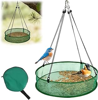 Vogelfutterhaus Zum Aufhängen – Wetterfester Vogelfutterspender Aus Glasfaser-Netz, Großes Futterhaus für Vögel 50,8cm, Stabiler Futterspender Vögel für Garten Balkon, Wildvögel,Im Freien