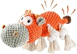 TOOPTATE Squeaky Dog Toys - Dog Toys to Keep Them Busy Plush Dog Toys for Large, Medium, Small Dogs - Orange