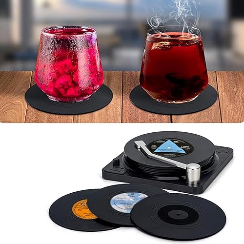 Miniatura 7 de 6 posavasos de vinilo para discos, almohadillas de bebidas únicas con temática musical, divertidos regalos de inauguración de la casa para hombres y